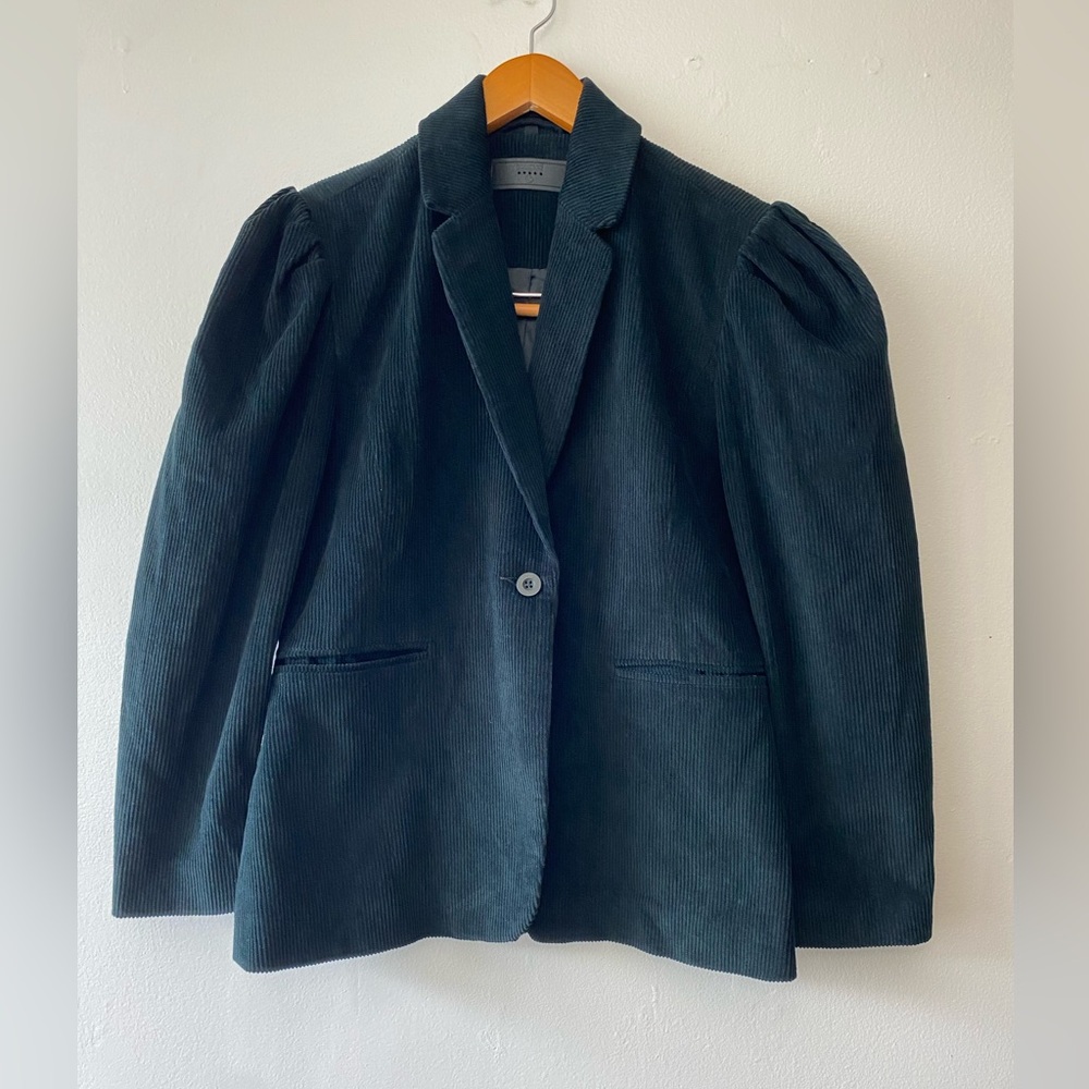 BLANKNYC Forest Green Corduroy Blazer Jacket Puff Sleeve | Size M